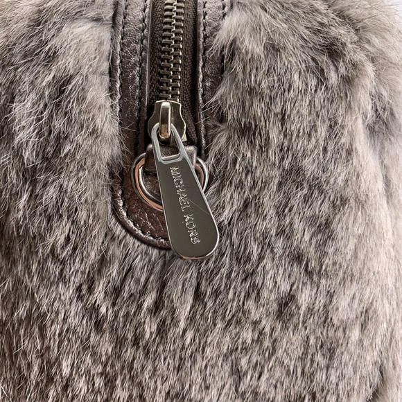 SOLD - MICHAEL KORS LUXURIOUS SILVER RABBIT FUR SATCHEL - Picture 5 of 8